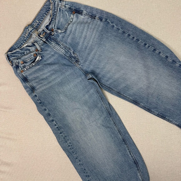 American Eagle Super High Rise Baggy Wide Leg Regular Medium Bright Indigo 6 - Picture 9 of 10